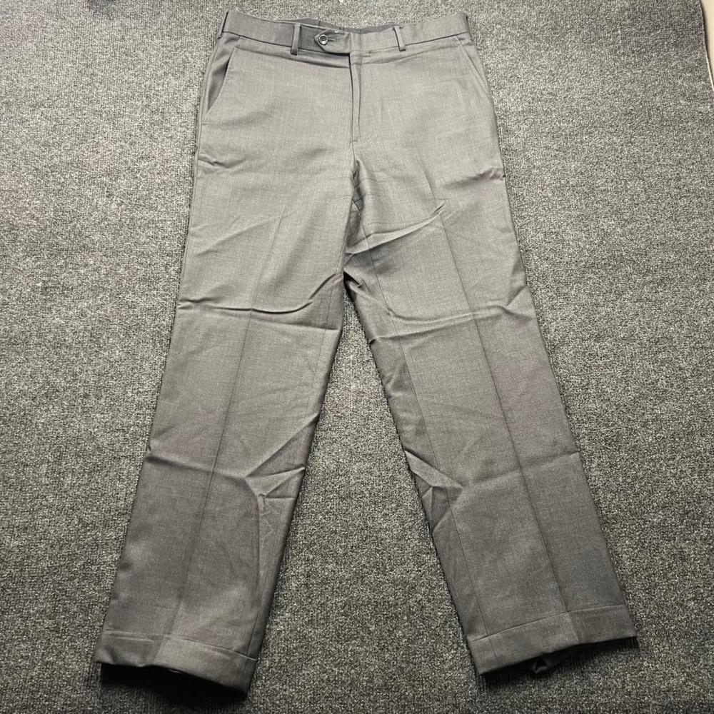 Brooks Brothers 1818 Fitzgerald Mens Grey 100% Wool Dress Pants 42L W36 Cuffed